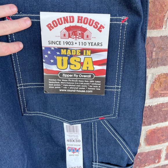 NWT Men’s Round House Dark Wash Carpenter Style Zipper Fly Overalls Size 48x30 - Picture 13 of 15